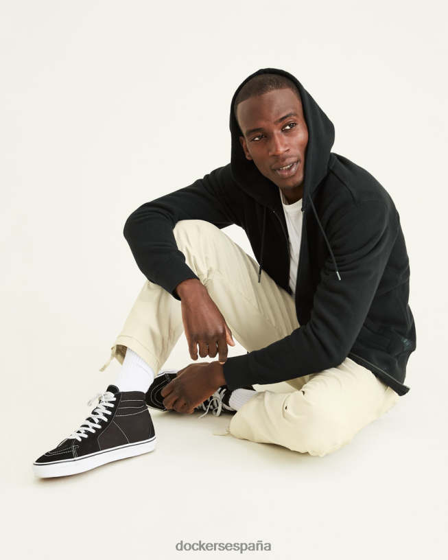 sudadera deportiva con capucha y cremallera completa, ajuste regular hombres Dockers negro mineral ropa 8F0406402