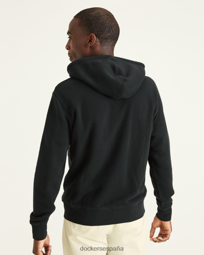 sudadera deportiva con capucha y cremallera completa, ajuste regular hombres Dockers negro mineral ropa 8F0406402
