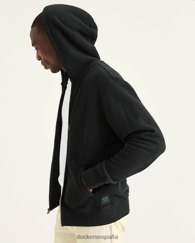 sudadera deportiva con capucha y cremallera completa, ajuste regular hombres Dockers negro mineral ropa 8F0406402