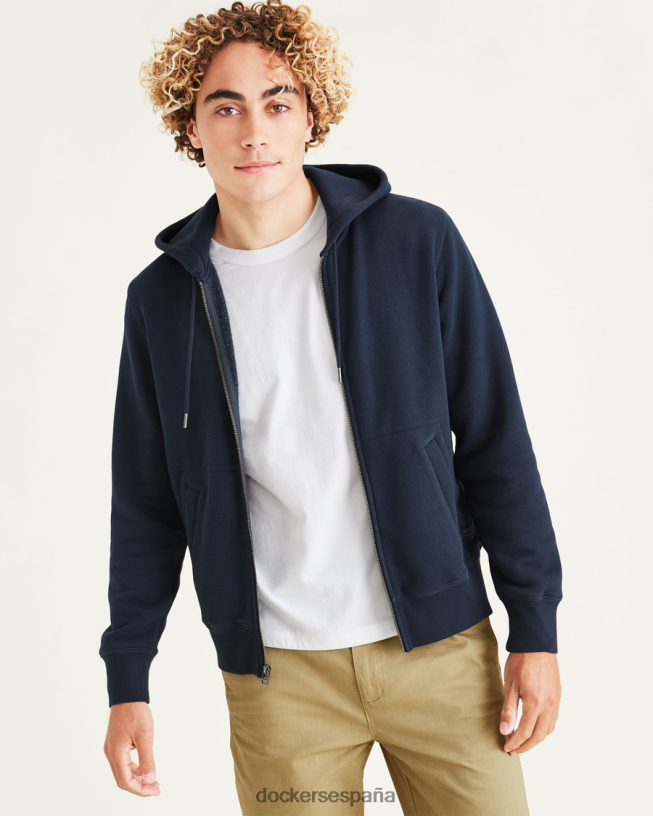 sudadera deportiva con capucha y cremallera completa, ajuste regular hombres Dockers pembroke - azul ropa 8F0406401