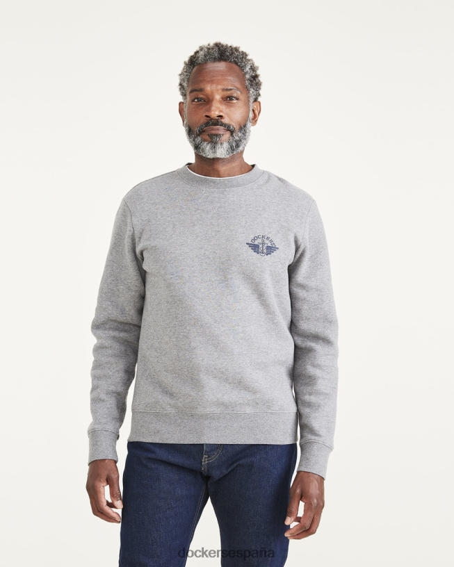 sudadera con cuello redondo, corte regular hombres Dockers Brezo chimenea - gris ropa 8F0406554