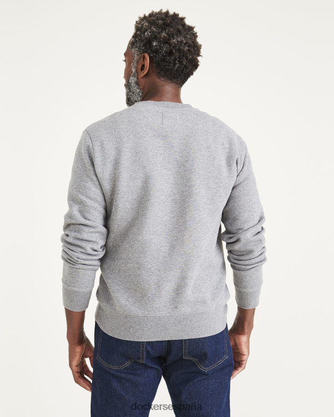 sudadera con cuello redondo, corte regular hombres Dockers Brezo chimenea - gris ropa 8F0406554
