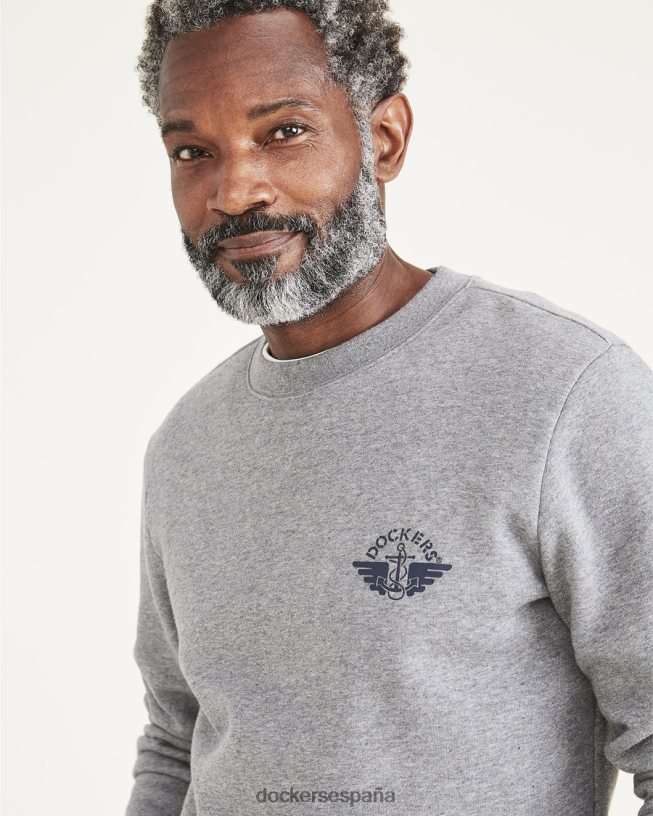 sudadera con cuello redondo, corte regular hombres Dockers Brezo chimenea - gris ropa 8F0406554