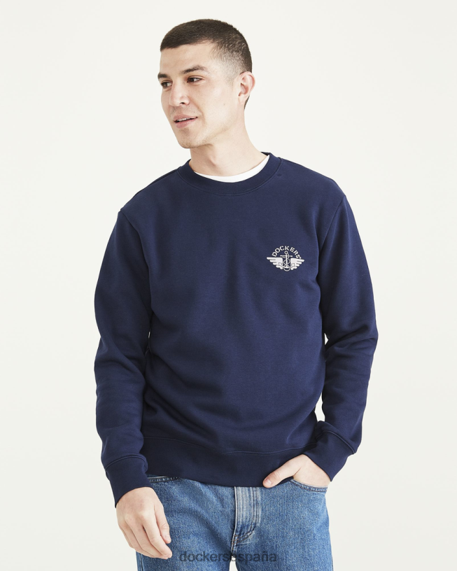 sudadera con cuello redondo, corte regular hombres Dockers blazer azul marino - azul ropa 8F0406557