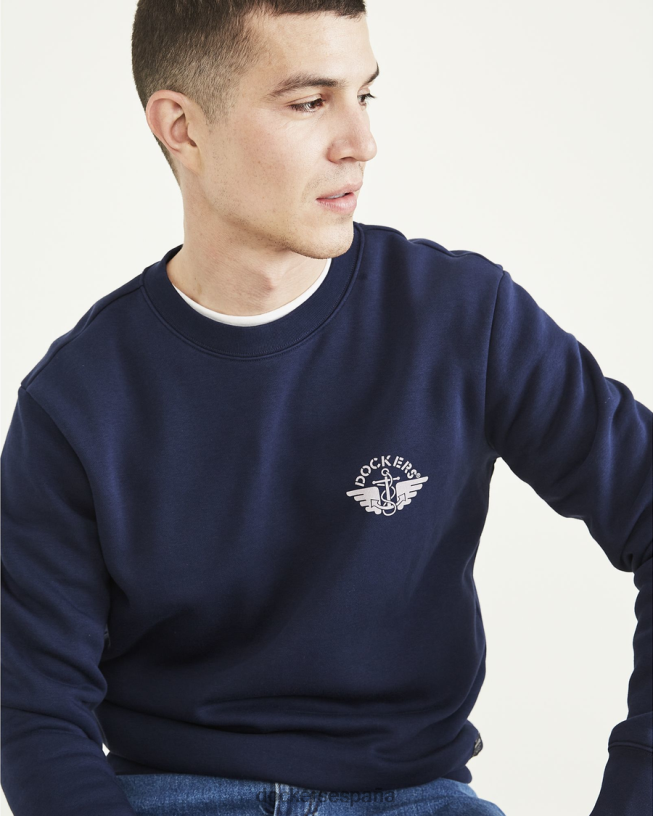 sudadera con cuello redondo, corte regular hombres Dockers blazer azul marino - azul ropa 8F0406557
