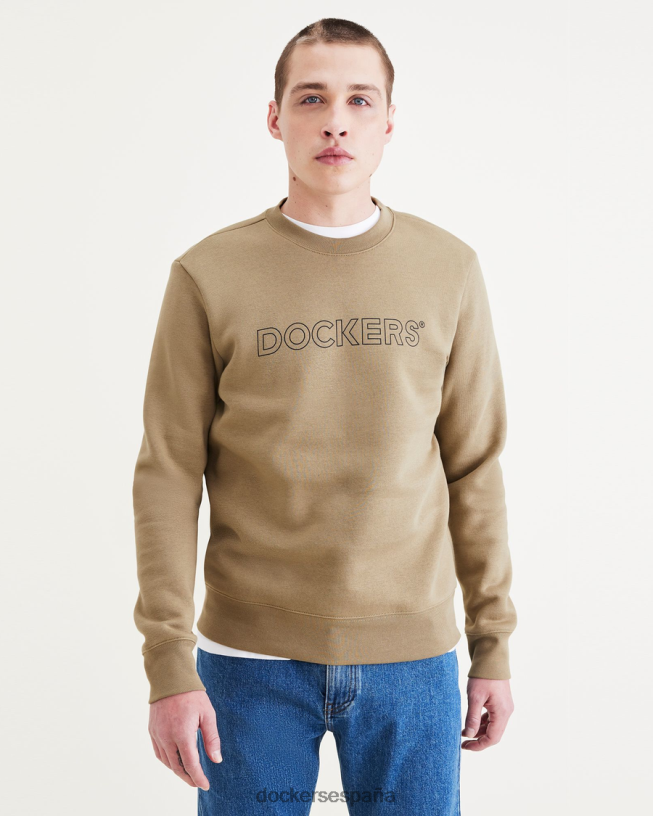 sudadera con cuello redondo, corte regular hombres Dockers caminata por tierra - verde ropa 8F0406558