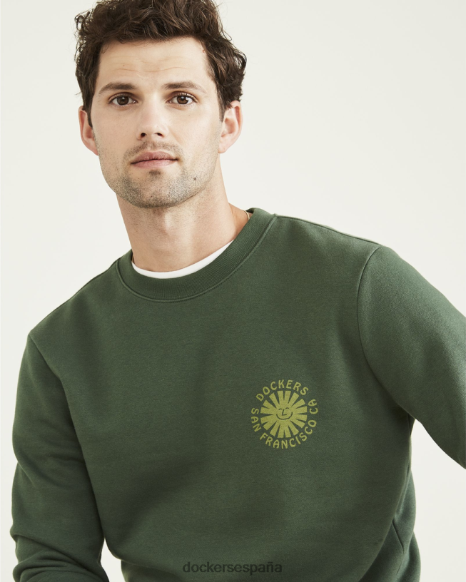 sudadera con cuello redondo, corte regular hombres Dockers cilantro - verde ropa 8F0406556