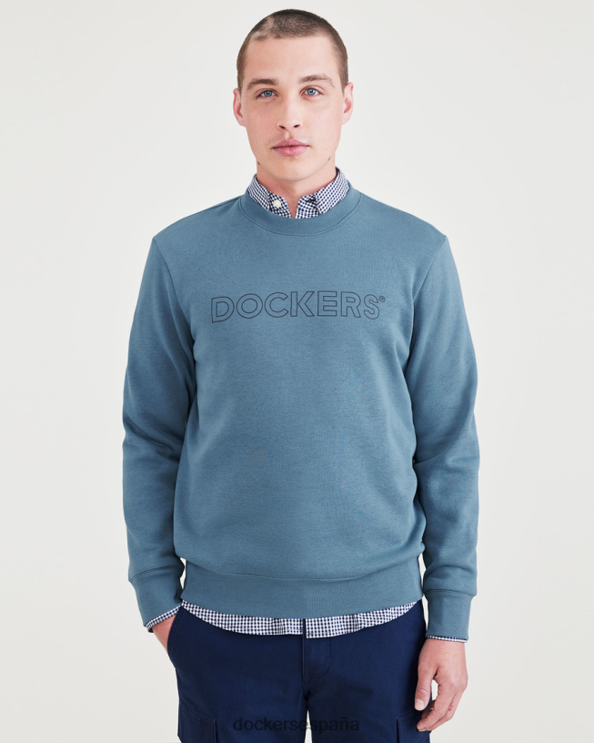 sudadera con cuello redondo, corte regular hombres Dockers fusión azul - azul ropa 8F0406559