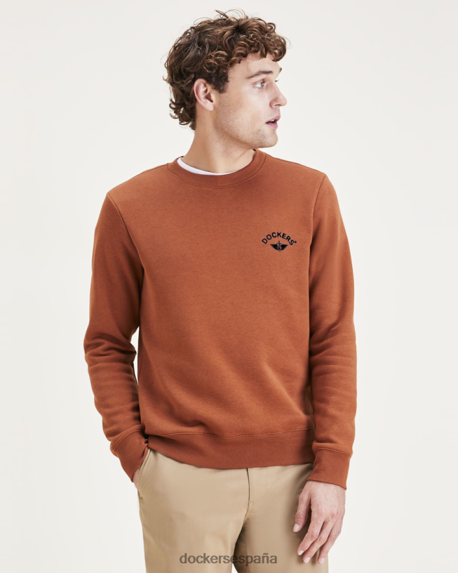 sudadera con cuello redondo, corte regular hombres Dockers sopa de moca - marrón ropa 8F0406555