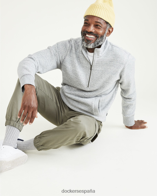 sudadera deportiva con media cremallera, corte regular hombres Dockers Brezo chimenea - gris ropa 8F0406812