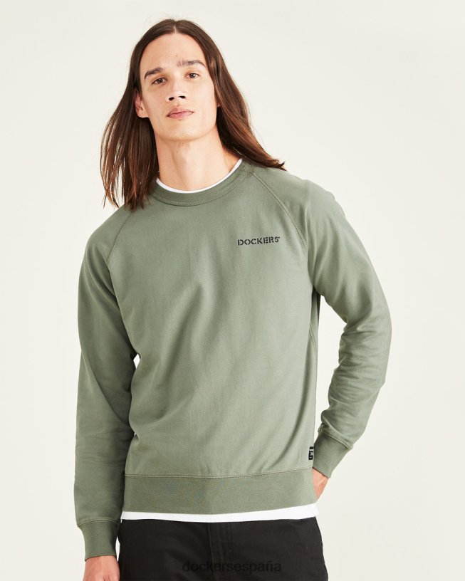 sudadera original con cuello redondo y ajuste regular hombres Dockers agave verde ropa 8F0406641