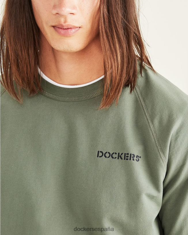 sudadera original con cuello redondo y ajuste regular hombres Dockers agave verde ropa 8F0406641