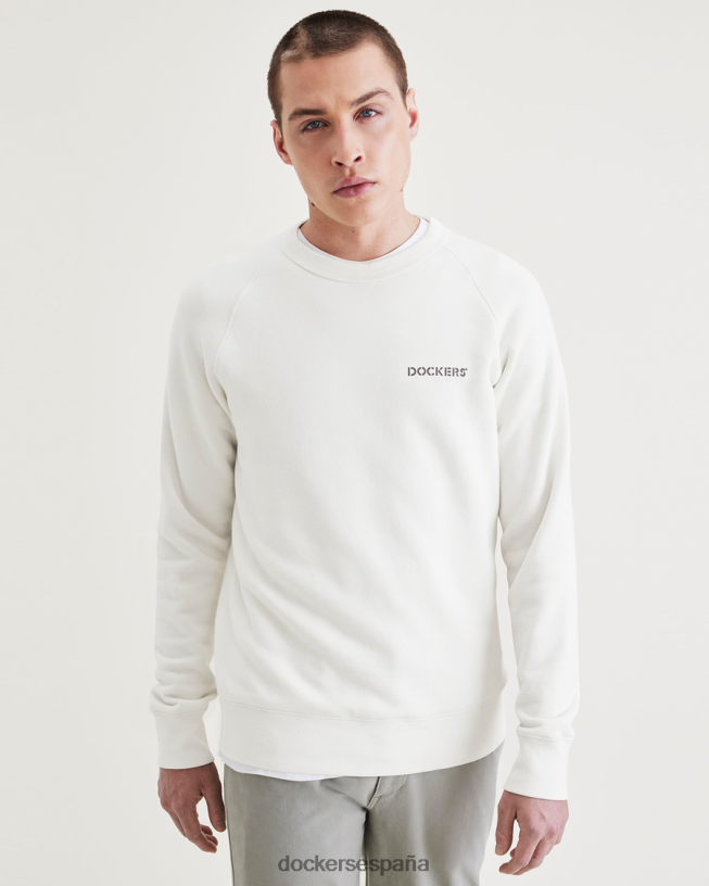 sudadera original con cuello redondo y ajuste regular hombres Dockers garceta - blanca ropa 8F0406222