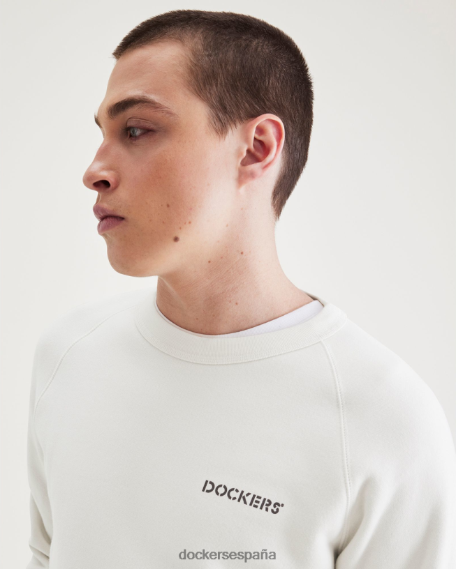 sudadera original con cuello redondo y ajuste regular hombres Dockers garceta - blanca ropa 8F0406222