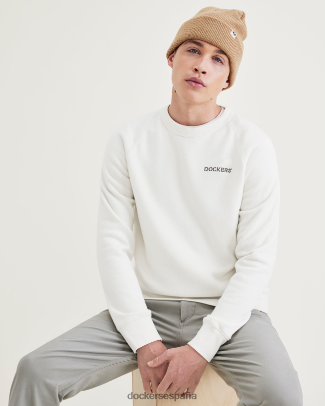 sudadera original con cuello redondo y ajuste regular hombres Dockers garceta - blanca ropa 8F0406222