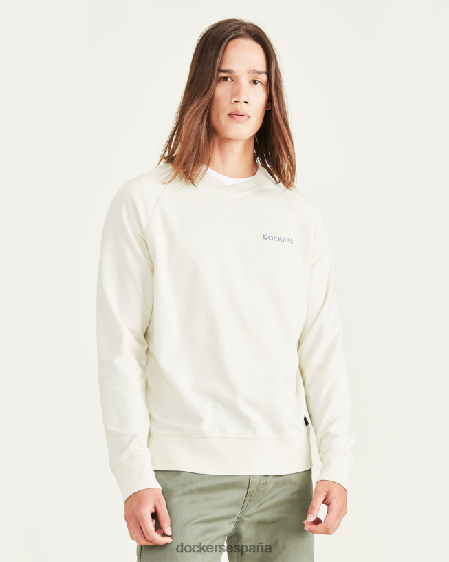 sudadera original con cuello redondo y ajuste regular hombres Dockers garceta - blanca ropa 8F0406642