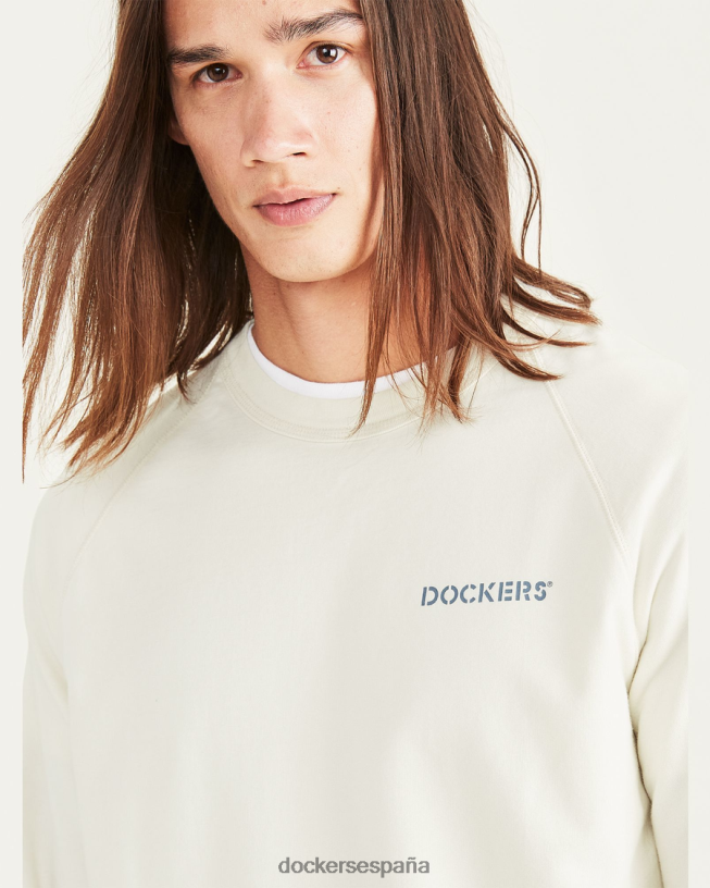 sudadera original con cuello redondo y ajuste regular hombres Dockers garceta - blanca ropa 8F0406642