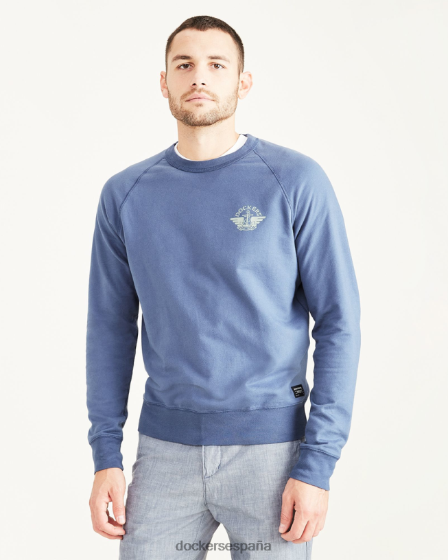 sudadera original con cuello redondo y ajuste regular hombres Dockers índigo vintage - azul ropa 8F0406640