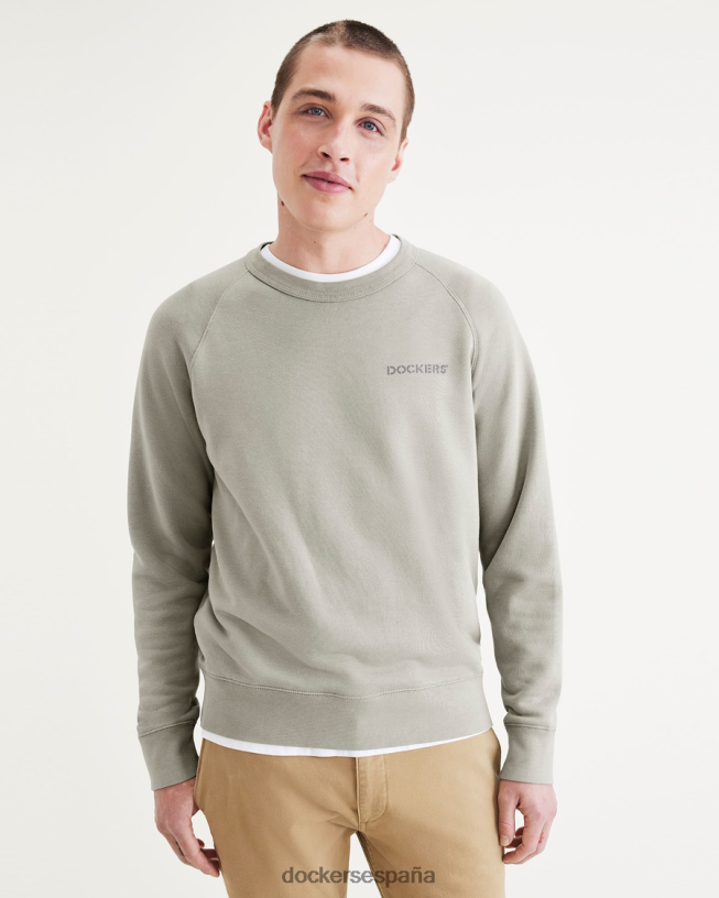 sudadera original con cuello redondo y ajuste regular hombres Dockers niebla del bosque - verde ropa 8F0406224