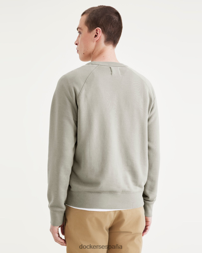 sudadera original con cuello redondo y ajuste regular hombres Dockers niebla del bosque - verde ropa 8F0406224