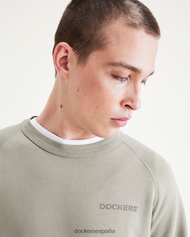 sudadera original con cuello redondo y ajuste regular hombres Dockers niebla del bosque - verde ropa 8F0406224