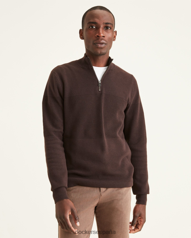 Jersey con cremallera de 1/4, corte regular hombres Dockers topo - marrón ropa 8F0406832