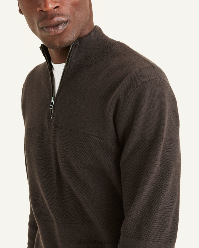 Jersey con cremallera de 1/4, corte regular hombres Dockers topo - marrón ropa 8F0406832
