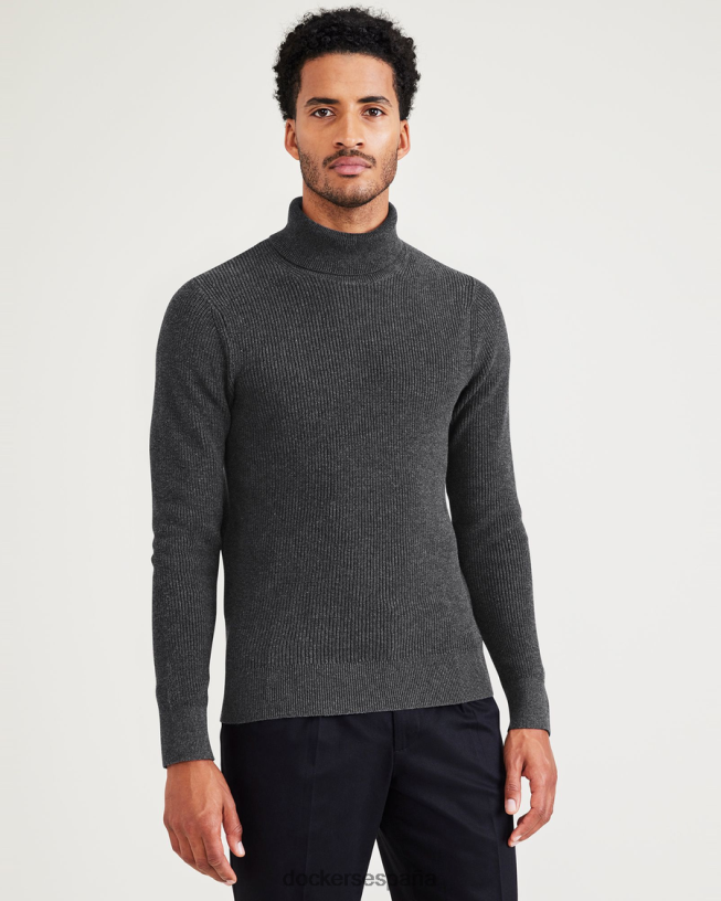 suéter de cuello alto, ajuste regular hombres Dockers gris oscuro jaspeado - gris ropa 8F0406561
