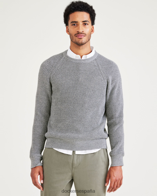 suéter de cuello redondo, corte regular hombres Dockers Brezo chimenea - gris ropa 8F0406648