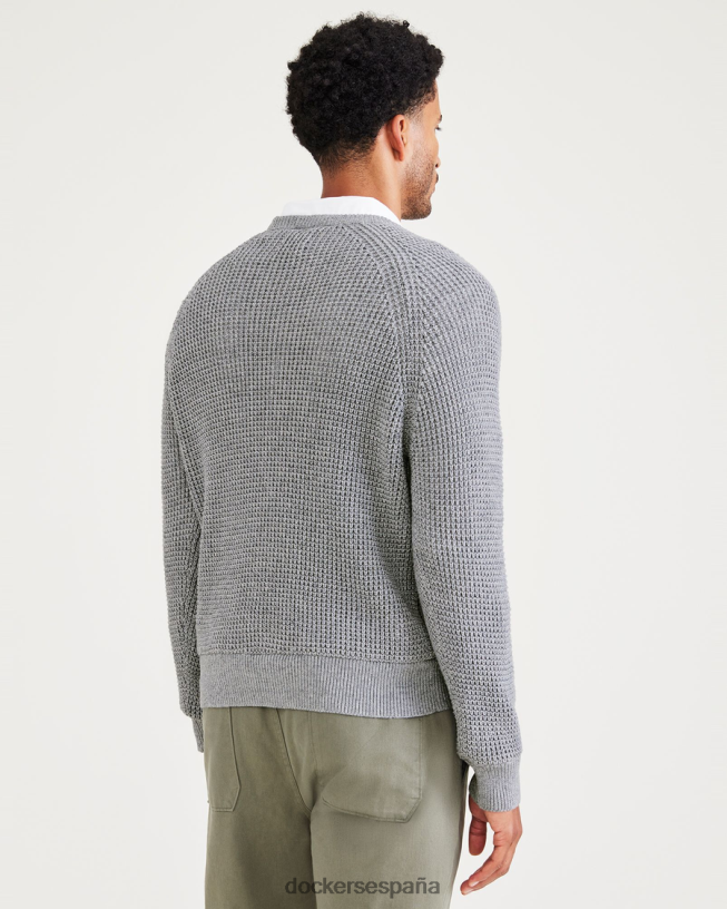 suéter de cuello redondo, corte regular hombres Dockers Brezo chimenea - gris ropa 8F0406648