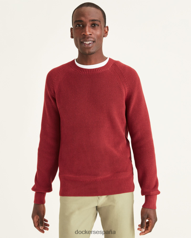 suéter de cuello redondo, corte regular hombres Dockers arcilla roja ropa 8F0406651