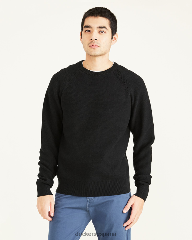 suéter de cuello redondo, corte regular hombres Dockers hermoso negro ropa 8F0406649
