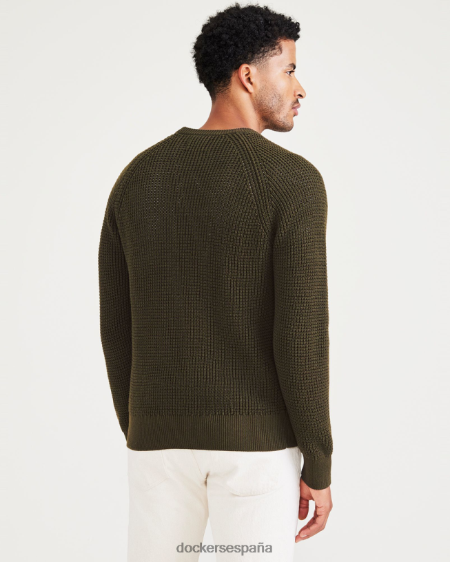 suéter de cuello redondo, corte regular hombres Dockers noche del bosque - verde ropa 8F0406652