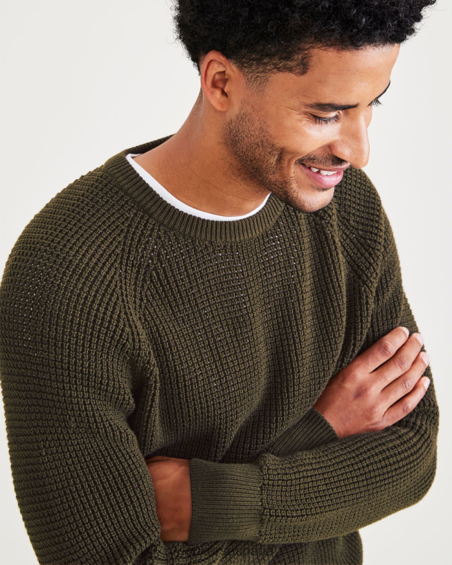 suéter de cuello redondo, corte regular hombres Dockers noche del bosque - verde ropa 8F0406652