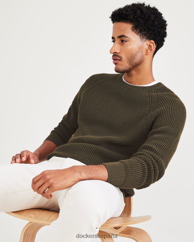 suéter de cuello redondo, corte regular hombres Dockers noche del bosque - verde ropa 8F0406652