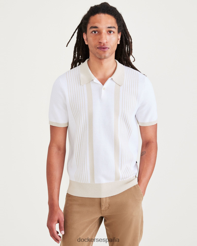 suéter tipo polo, corte regular hombres Dockers raya costera blanco lucent ropa 8F0406636