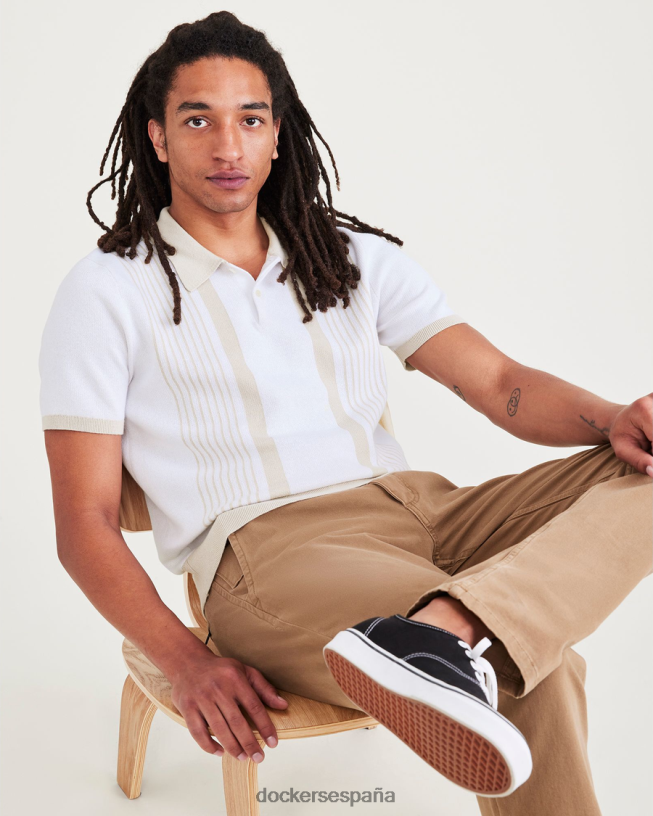 suéter tipo polo, corte regular hombres Dockers raya costera blanco lucent ropa 8F0406636