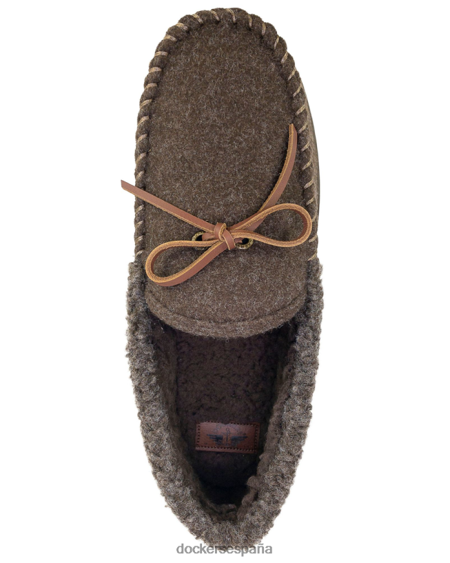 pantuflas tipo mocasín de lana con cuello enrollado hombres Dockers marrón zapatos 8F04061086
