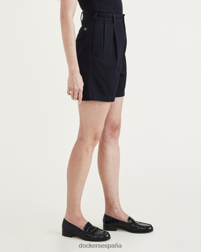 pantalones cortos originales, plisados mujer Dockers hermoso negro ropa 8F04061313