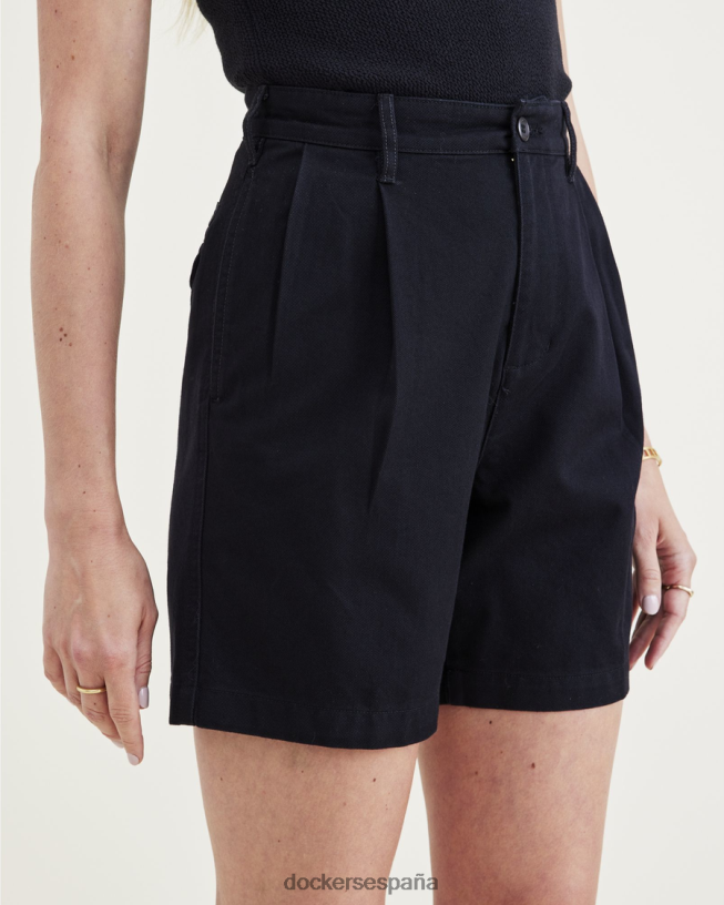 pantalones cortos originales, plisados mujer Dockers hermoso negro ropa 8F04061313