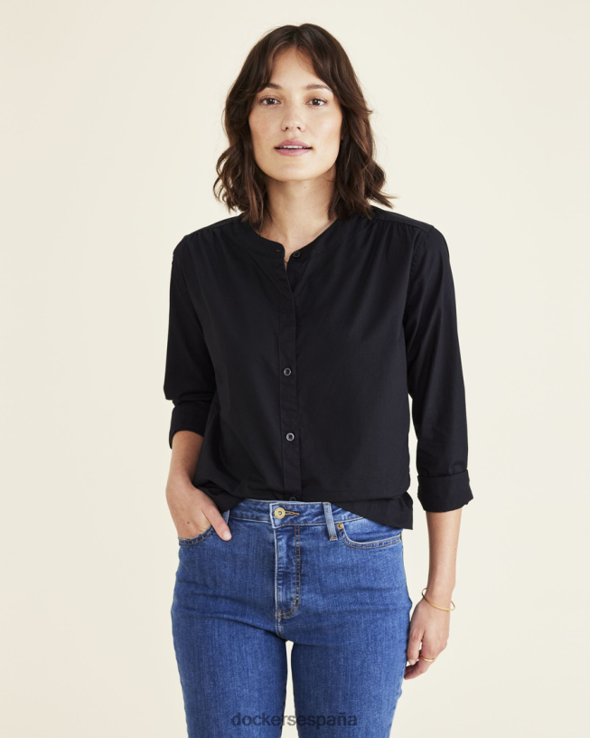 abotonado, ajuste regular mujer Dockers hermoso negro ropa 8F04061167