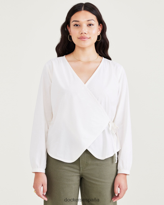 blusa cruzada, corte estándar mujer Dockers garceta - blanca ropa 8F04061226
