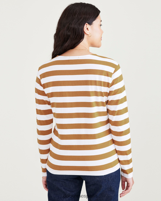 camisa con cuello barco, corte regular mujer Dockers raya de acedera pismo - naranja ropa 8F04061290