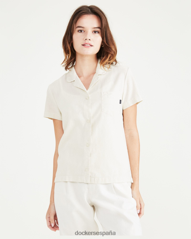 camisa con cuello camp, corte clásico mujer Dockers garceta - blanca ropa 8F04061328