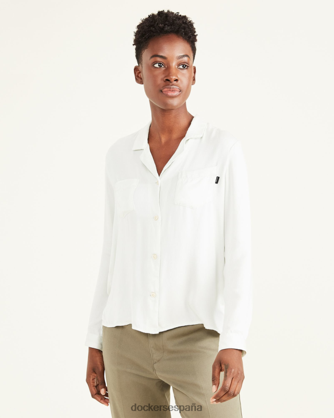 camisa con cuello camp, corte clásico mujer Dockers menta helada - verde ropa 8F04061286