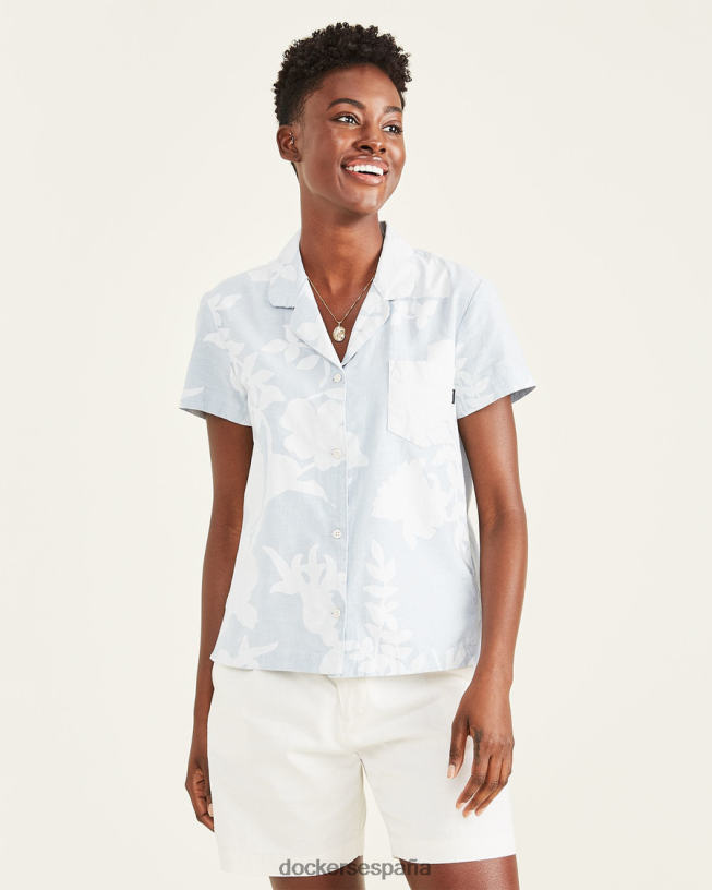 camisa con cuello camp, corte clásico mujer Dockers índigo vintage - azul ropa 8F04061329