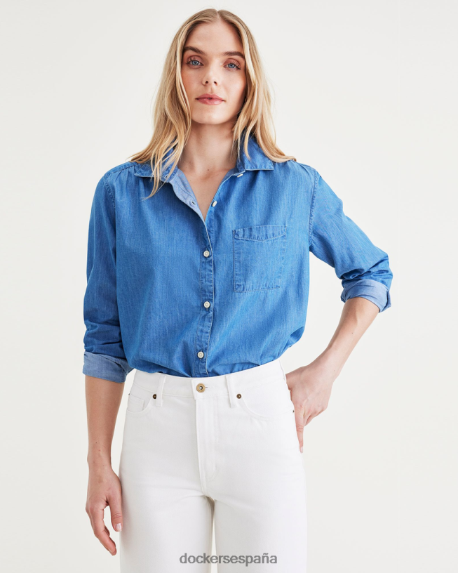 camisa favorita con botones, corte regular mujer Dockers enjuague azul claro - azul ropa 8F04061114