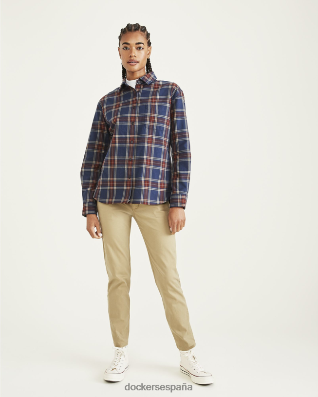 camisa original con botones, ajuste relajado mujer Dockers Americana azul marino y chocolate amargo - azul ropa 8F04061283