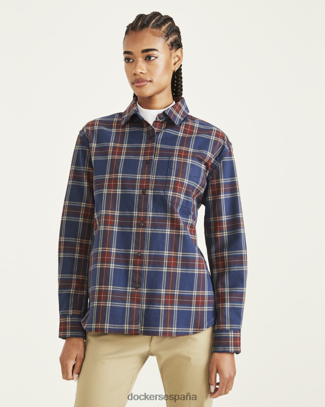 camisa original con botones, ajuste relajado mujer Dockers Americana azul marino y chocolate amargo - azul ropa 8F04061283
