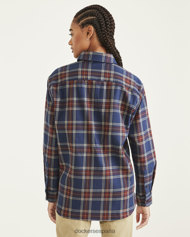 camisa original con botones, ajuste relajado mujer Dockers Americana azul marino y chocolate amargo - azul ropa 8F04061283
